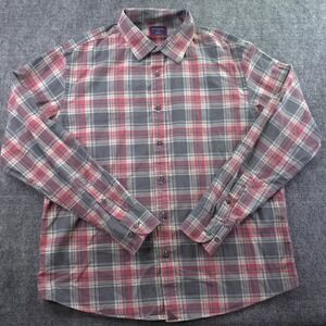 Untuckit Shirt Large Long Sleeve Button Up Multicolor Plaid Cotton